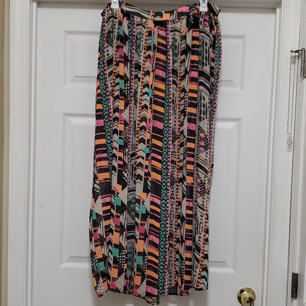 Next womens 20R multi color sheer maxi  swim cover skirt
